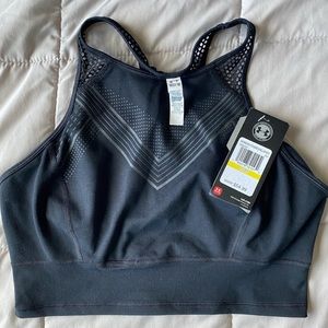 NWT Under Armour Black Racerback Crop Top Sports Bra